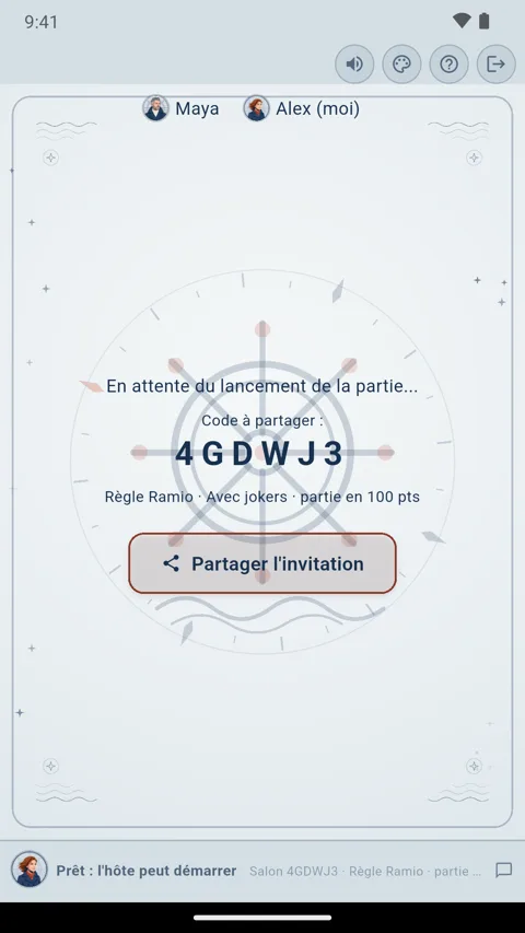 Un salon privé entre amis, avec son code à partager